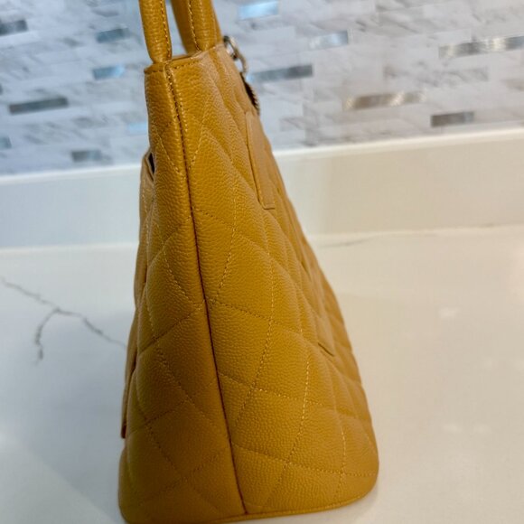 Authentic Chanel Caviar Quilted Medallion Tote Bag Tan - Picture 13 of 13